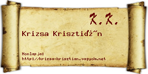 Krizsa Krisztián névjegykártya